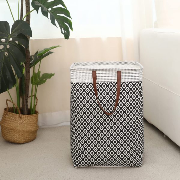 2 Pcs Collapsible Square Long Soft Leather Handles Laundry Hamper