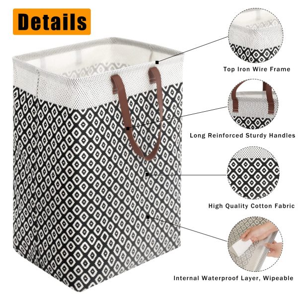 2 Pcs Collapsible Square Long Soft Leather Handles Laundry Hamper