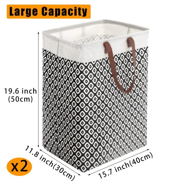 2 Pcs Collapsible Square Long Soft Leather Handles Laundry Hamper