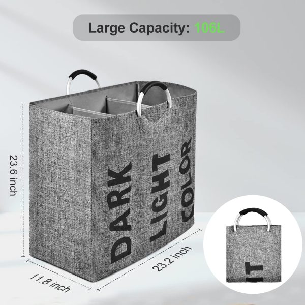 3 Compartment Divided Handle Laundry Hamper