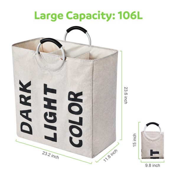 3 Compartment Divided Handle Laundry Hamper