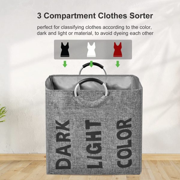 3 Compartment Divided Handle Laundry Hamper