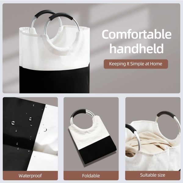 2 Pack Large Tall Collapsible WaterproofDirty Clothes Laundry Baskets