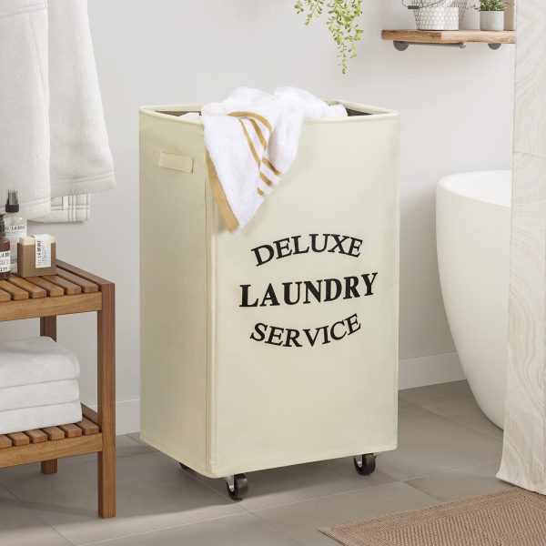 Large Rolling Wheels Collapsible Clothing Laundry Basket