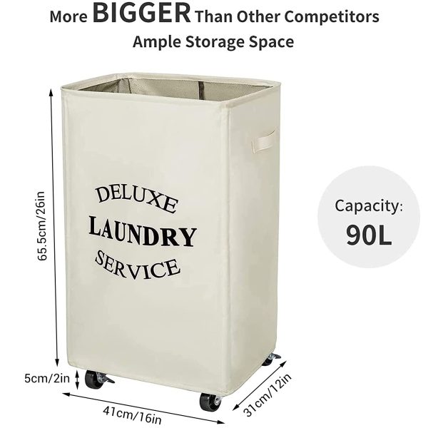 Large Rolling Wheels Collapsible Clothing Laundry Basket