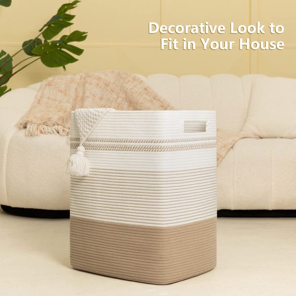 Large Woven Rope Tall Laundry Basket