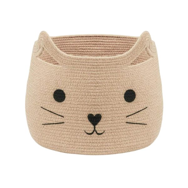 Cute Cat Woven Jute Rope Storage Laundry Basket