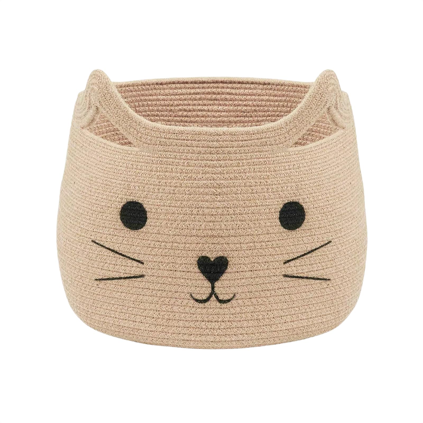 Cute Cat Woven Jute Rope Storage Laundry Basket