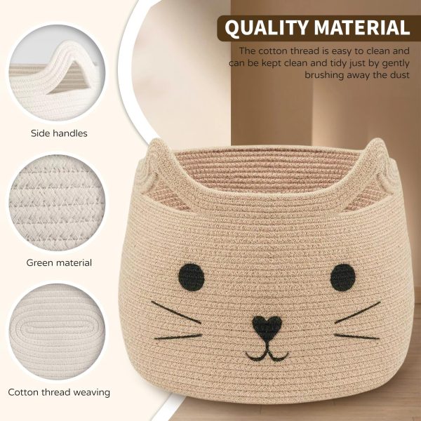 Cute Cat Woven Jute Rope Storage Laundry Basket