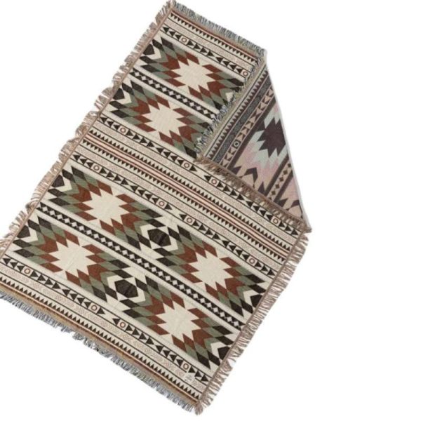 Diamond grid geometric square retro picnic mat