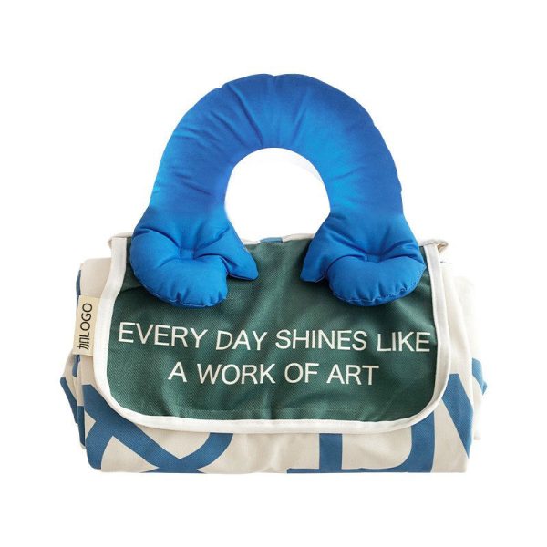 Ins style foldable picnic mat filled cotton handle moisture-proof mat picnic mat