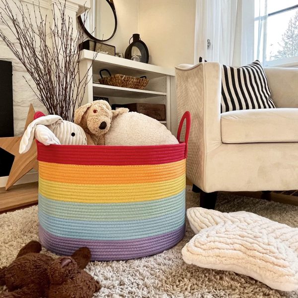 Large Rainbow Colorful Storage Laundry Basket