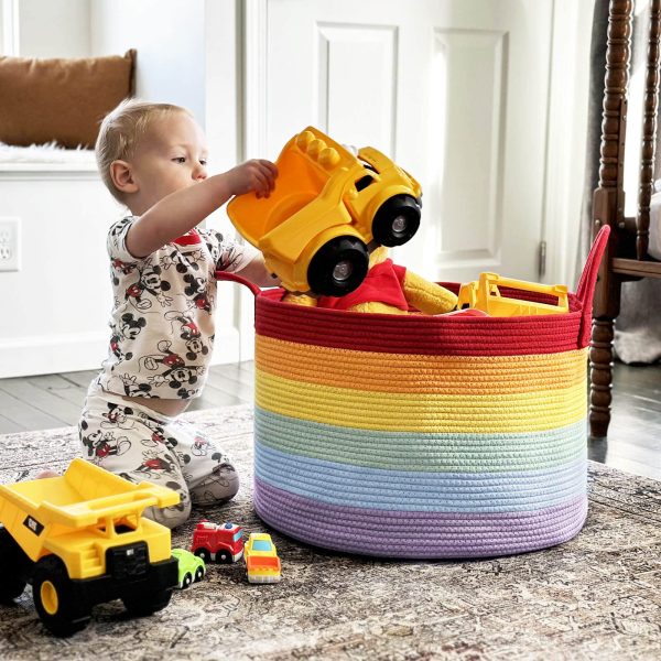 Large Rainbow Colorful Storage Laundry Basket