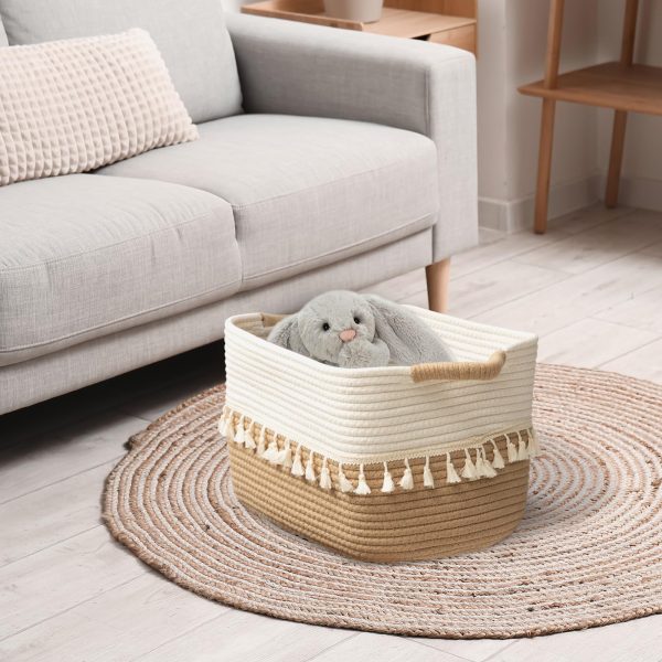 3 Pack Woven Cotton Rope Clothes Storage Laundry Basket
