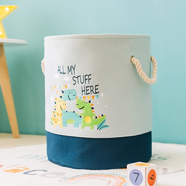 Convenient Durable Foldable Freestanding Embroidered Animal Laundry Basket