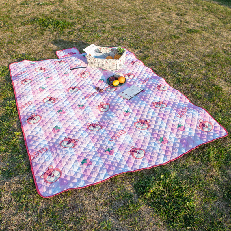 Cartoon foldable storage picnic mat for spring outings, easy to carry