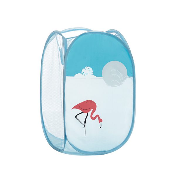 Foldable Popup Mesh Flamingo Laundry Basket