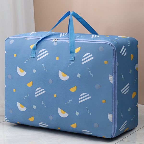 Foldable Large Capacity Comforter Clothes Blue Geometry Storage Bag