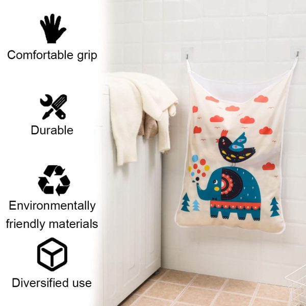 Large Capacity Cartoon Elephant Pattern Hanging Laundry Hamper Storage Bag