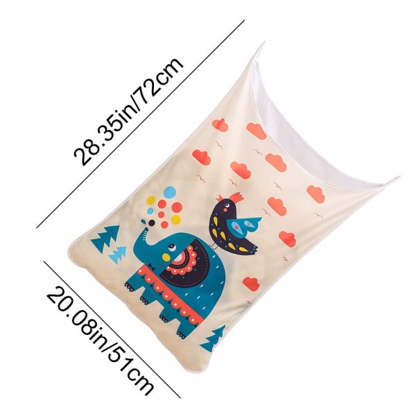 Large Capacity Cartoon Elephant Pattern Hanging Laundry Hamper Storage Bag
