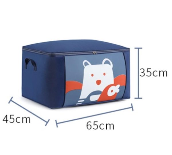 Cartoon Printed Clothing Comforter Navy Blue Bear Storage Box