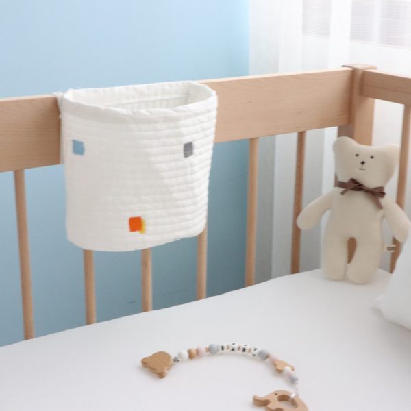 Cotton Embroidered Hanging Basket Colorful Grid Small Cloth Bag