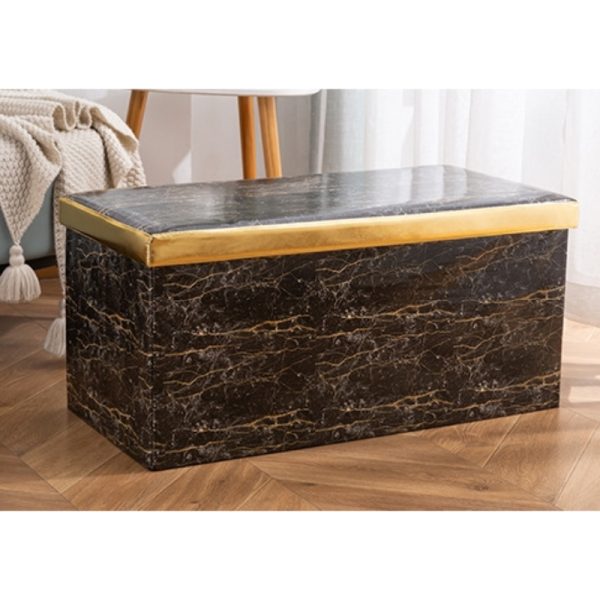 Folding Storage Ottoman Bench Faux Leather