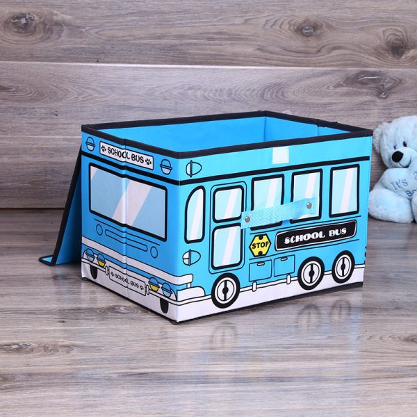 Laminated Cartoon Car Non-Woven Fabric Foldable Storage Box - Clothing Organizer and Multifunctional Children's Toy Storage Bench