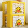 Children's Foldable Storage Box with Little Yellow Duck Design - High-Capacity Steel Frame Organizer, Moisture-Proof and Waterproof Clothing and Blanket Storage Bag