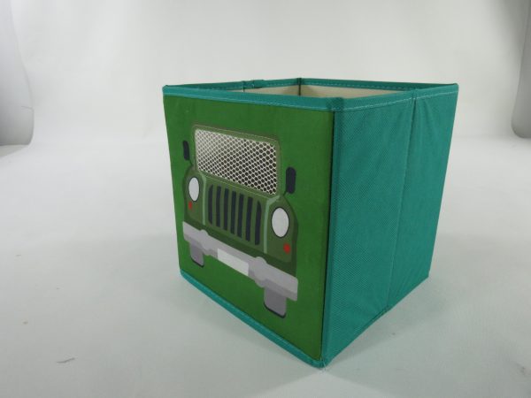 Children's Foldable Open-Top Storage Box with Car Pattern