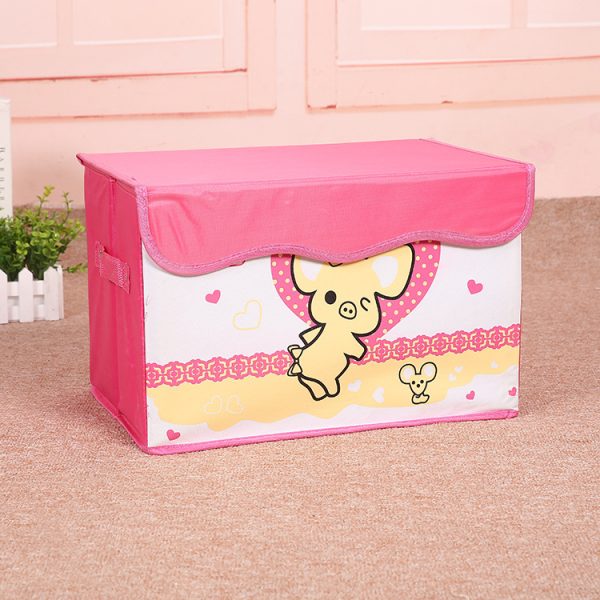 Cartoon Fabric Toy Storage Box - Children's Toy and Miscellaneous Item Organizer, Clothing Storage with Foldable Design and Convenient Handle