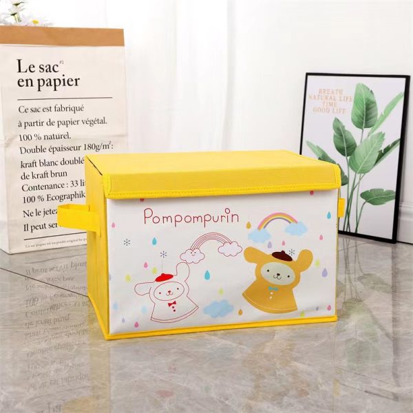 Sanrio Large Capacity Fabric Bedroom Clothing Organization and Storage Box - Living Room and Children's Toy Organizer with Foldable Flip-Top Lid