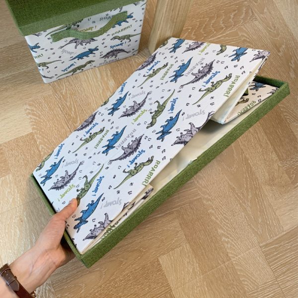 Foldable Toy Storage Box with Lid - Dinosaur Themed Children's Wardrobe Clothing Organizer