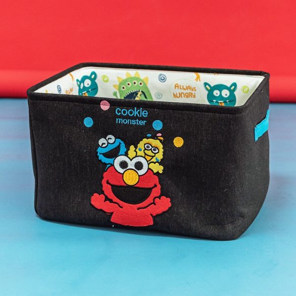 Sesame Street Embroidered Fabric Toy Storage Box - Large, Thick, Foldable Dirty Laundry Basket, Children's Room Miscellaneous Items Organizer