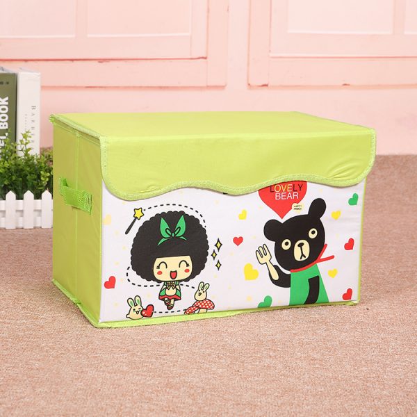 Cartoon Fabric Toy Storage Box - Children's Toy and Miscellaneous Item Organizer, Clothing Storage with Foldable Design and Convenient Handle