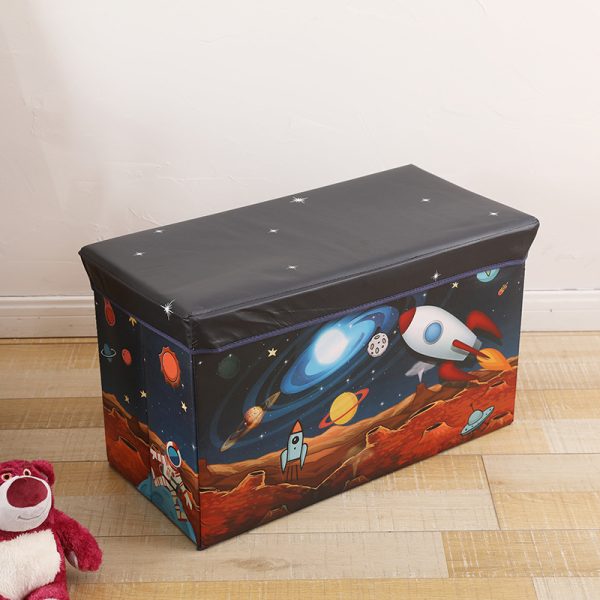 Extra-Large Toy and Shoe Changing Stool with Lid - Cartoon-themed Covered Storage Box for Children's Items and Clothes