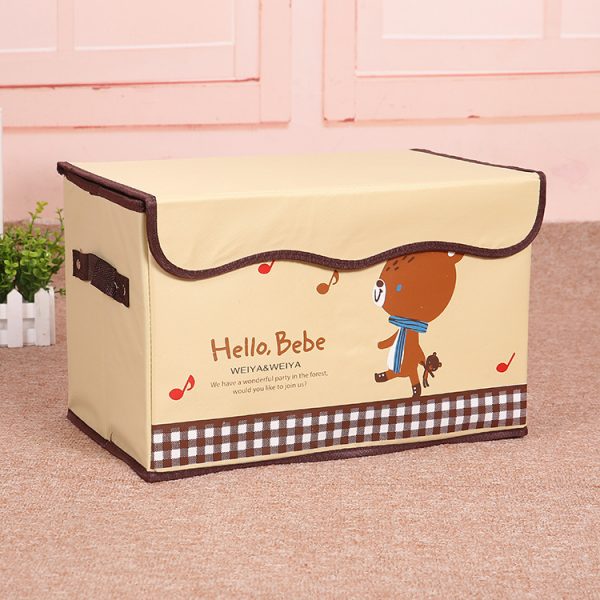 Cartoon Fabric Toy Storage Box - Children's Toy and Miscellaneous Item Organizer, Clothing Storage with Foldable Design and Convenient Handle