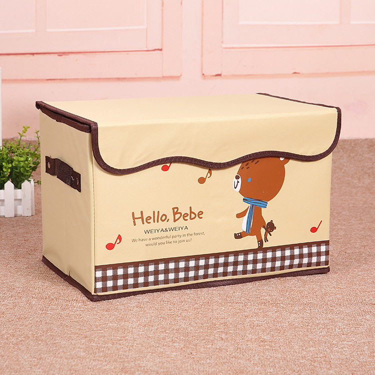 Cartoon Fabric Toy Storage Box - Children's Toy and Miscellaneous Item Organizer, Clothing Storage with Foldable Design and Convenient Handle