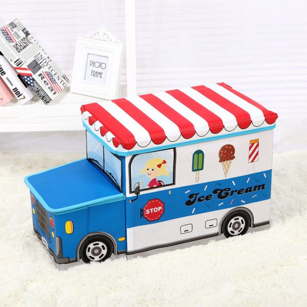 Toy Storage Box - Children's Creative Cartoon Organizer, Home Storage Solution with Foldable Seat