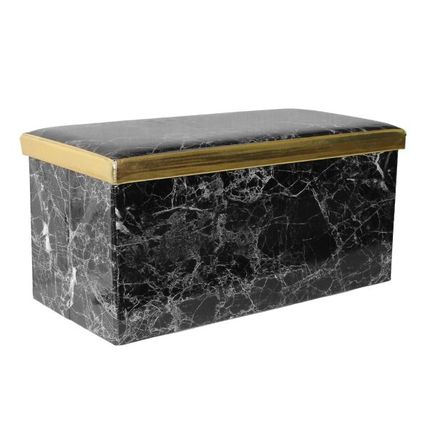 Folding Storage Ottoman Bench Faux Leather