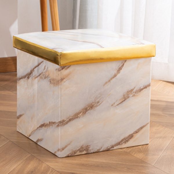 Folding Storage Ottoman Bench Faux Leather