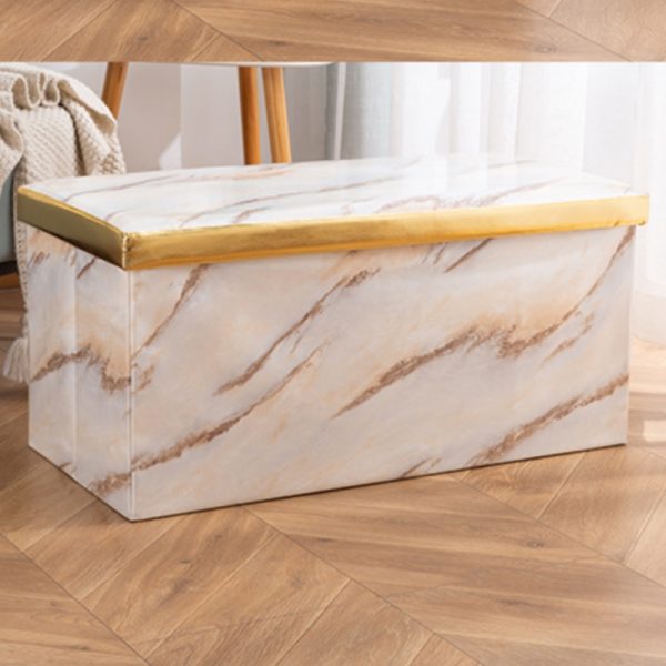 Folding Storage Ottoman Bench Faux Leather