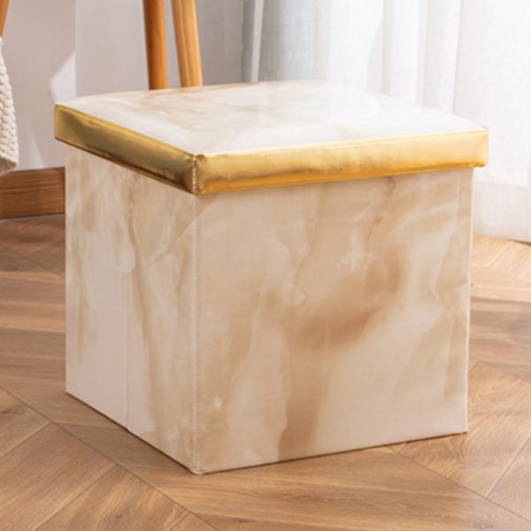 Folding Storage Ottoman Bench Faux Leather