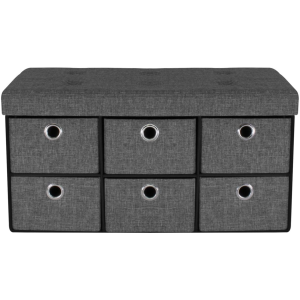 Folding Ottoman Bench with Drawers