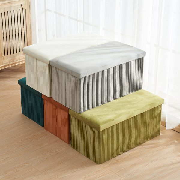Folding Storage Velvet Ottoman Bench