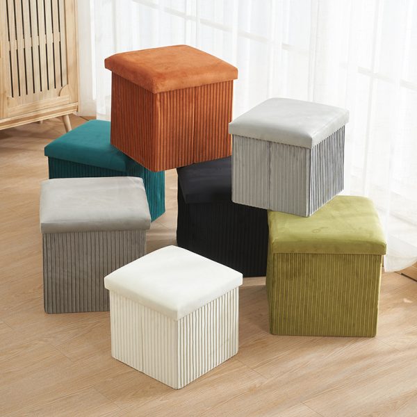 Folding Storage Velvet Ottoman Bench