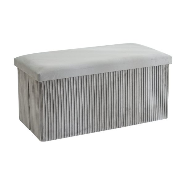 Folding Storage Velvet Ottoman Bench