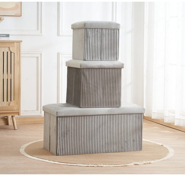 Folding Storage Velvet Ottoman Bench