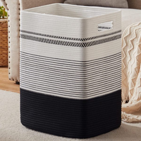 Large Woven Rope Tall Laundry Basket