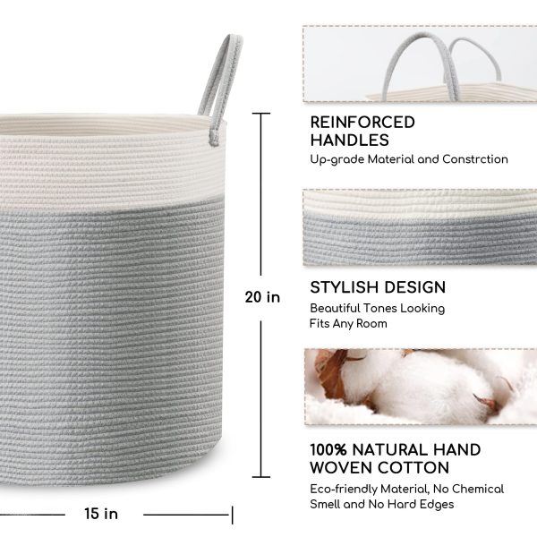 Large Tall Woven Rope Storage Laundry Basket